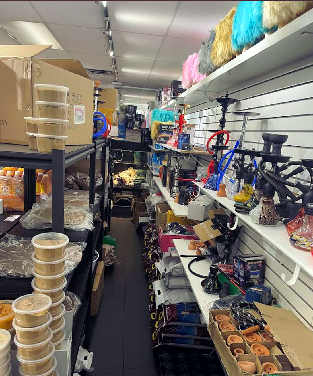 Hookahs, bowls and accessories on the store shelves